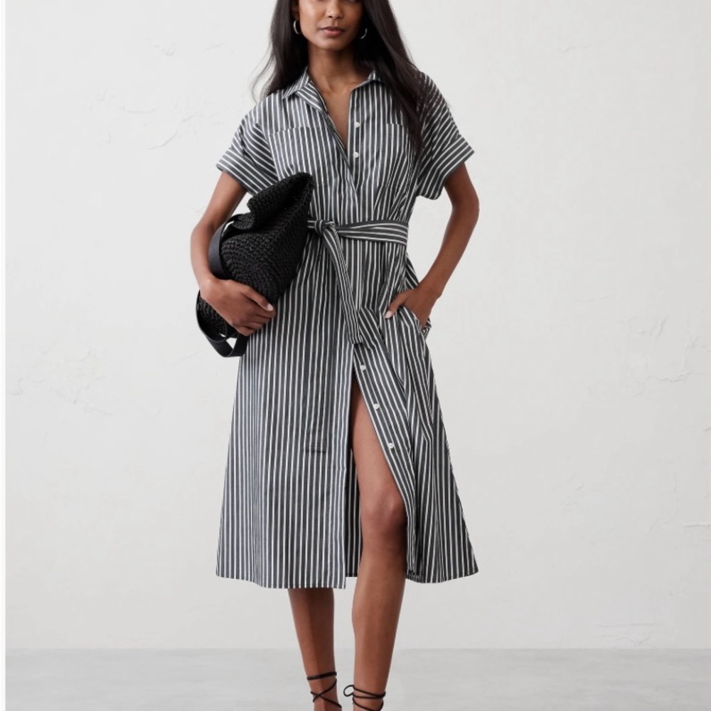 Striped Black and White Shirt Dress